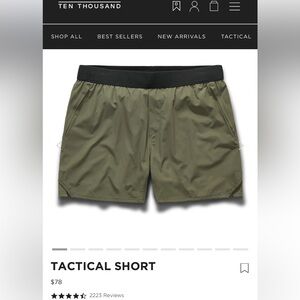 New Ten Thousand Tactical Shorts Men’s L OD Green 7 inch Short Athletic TTSH006